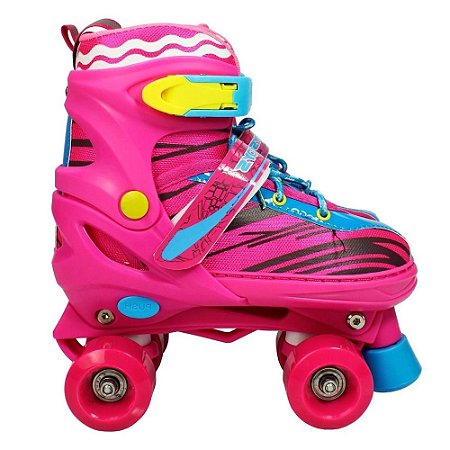 Patins + Kit de Proteção Inline Unitoys 1321 Rosa - 34/37