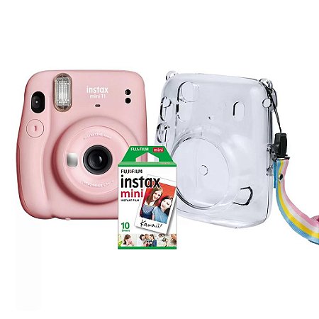 Kit Câmera Instax Mini 11 + Bolsa + 10 Filmes Fujifilm Rosa