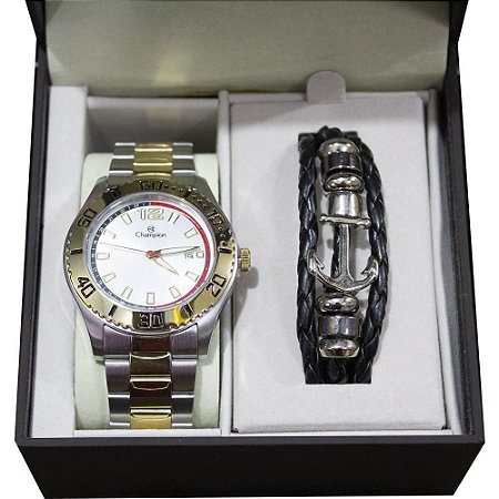 Kit Relógio Masculino Champion Analógico CA30249I - Prata