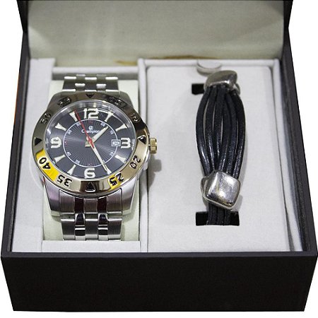 Kit Relógio Masculino Champion Analógico CA30230I - Prata