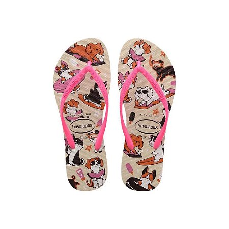 Chinelo Havaianas Slim Pets Bege Palha/Maravi - 29/30