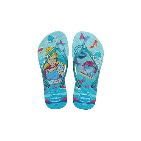 Chinelo Havaianas Kids Slim Princess Azul Céu - 33/34