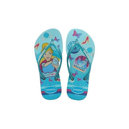 Chinelo Havaianas Kids Slim Princess Azul Céu - 25/26
