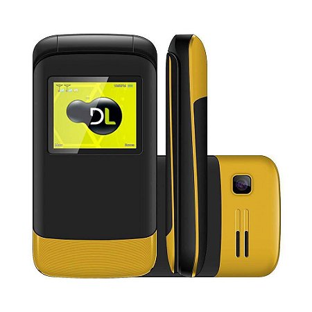 Celular Flip DL Dual YC-230AMA Preto/Amarelo SEM EMBALAGEM
