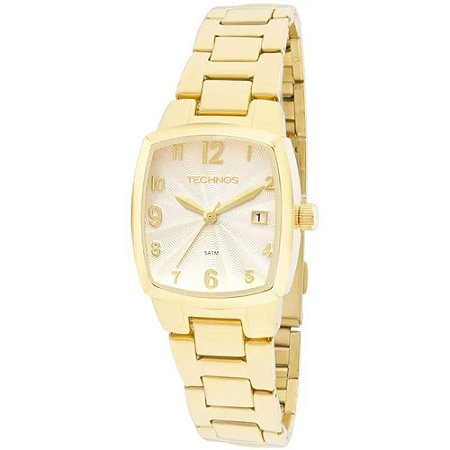 Relogio Technos Feminino Dourado Quadrado Pequeno 2015CAF/4K