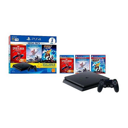Console PlayStation 4 Mega Pack V15 1TB 1 Controle Com 3 Jogos