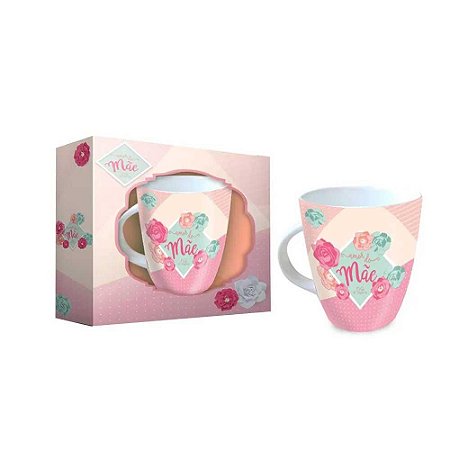 Caneca Porcelana Amor de Mãe Caixa Presente 290ml Ref. 37088