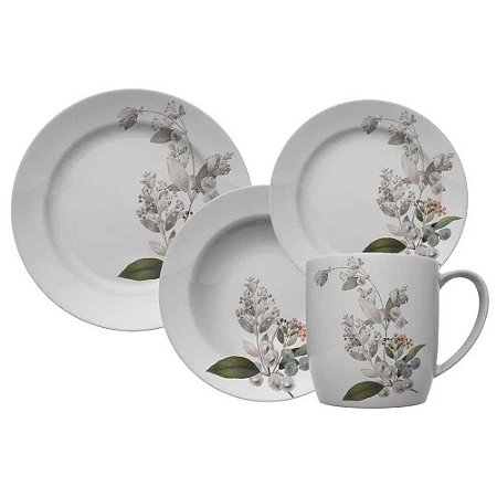 Aparelho de Jantar Germer 16pcs Porcelana Bela Botânica