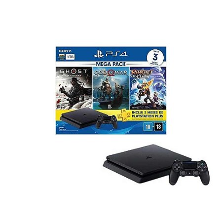 Console PlayStation 4 Mega Pack V18 1TB 1 Controle Com 3 Jogos