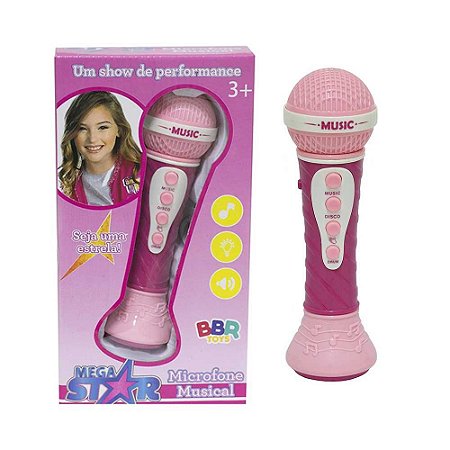 Microfone Musical Infantil Mega Star Bbr Toys - Rosa