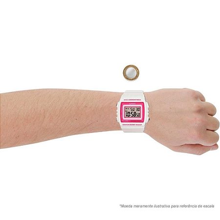 Relógio Unissex Casio Digital W-215H-7A2VDF - Branco/Rosa