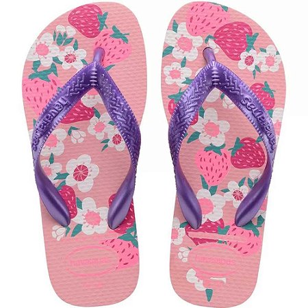 Chinelo Havaianas Kids Flores FC Rosa Macaron - 31/32