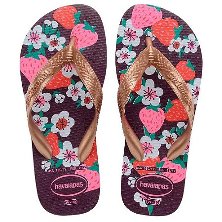 Chinelo Havaianas Kids Flores FC Berinjela - 31/32