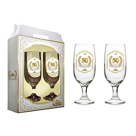 Conjunto 2 Taças Floripa 300ml 50 Anos Bodas de Ouro Catuaí