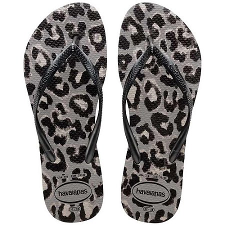 Chinelo Havaianas Slim Animals Cinza Aço/Cinza - 35/36