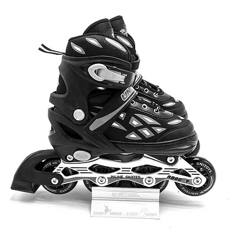 Patins Inline Semi-Profissional Unitoys 37-40 Ref.1108 Preto