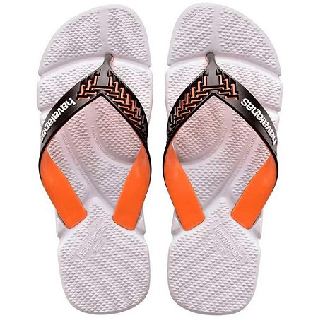 Chinelo Havaianas Power 2.0 Branco/Laranja - 43/44