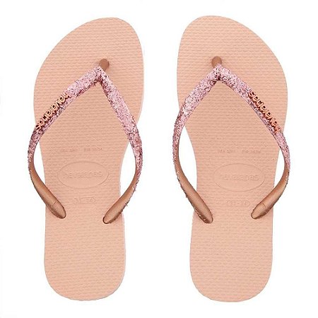 Chinelo Havaianas Slim Glitter II Rosa Ballet/Dourado 37/38