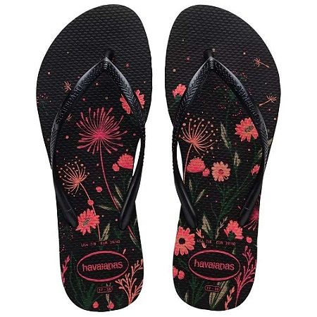 Chinelo Havaianas Slim Organic Preto/Rosa - 41/42