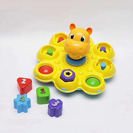 Brinquedo Pula Bloco Hipopótamo Amarelo Tateti Ref.307