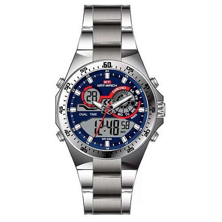 Relógio Masculino Kat-Wach Anadigi KT1121 KT60009 Prata