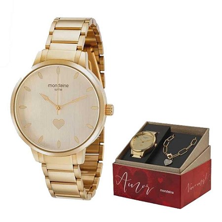 Kit Relógio Feminino Mondaine + Pulseira 32399LPMKDE1