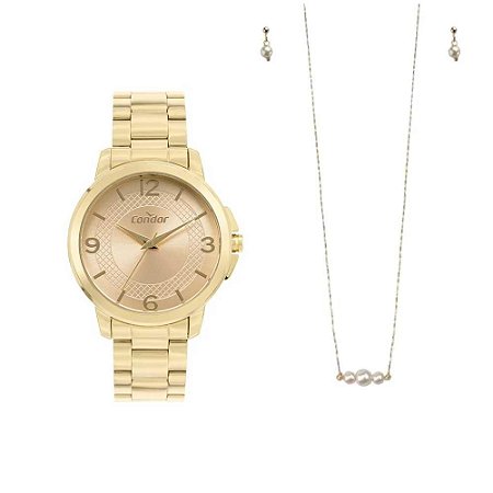 Kit Relógio Feminino Condor + Colar e Brincos COPC21AEAI/K4D