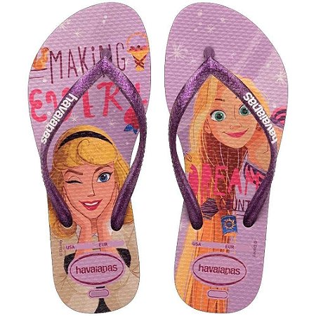 Chinelo Havaianas Infantil Slim Princess Bege Palha - 31/32