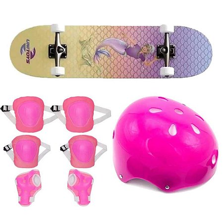 Skate Com Kit de Proteção Unitoys Ref.1042 - Shape Sereia