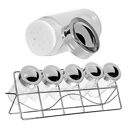 Porta Condimentos C/ Suporte Em Metal Futuro 5 Peças FUY549