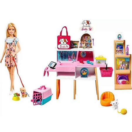 Boneca Barbie Playset Estaçao Pet Shop Mattel GRG90