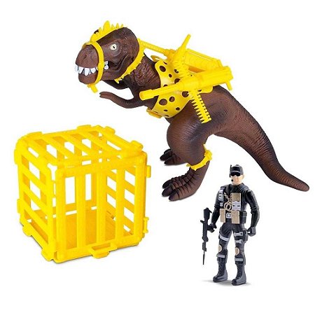 Dinossauro Com Boneco Samba Toys T-Rex Attack Ref.0098