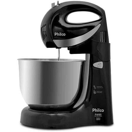 Batedeira Philco Tigela Inox 4 Litros 350W Paris Preto 127V