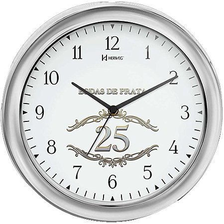 Relógio de Parede Herweg 28cm Quartz Bodas de Prata 6636-028