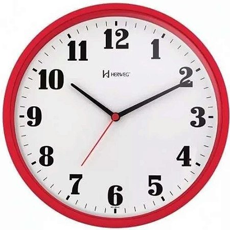 Relógio de Parede Herweg 26cm Quartz 6126-269 Vermelho