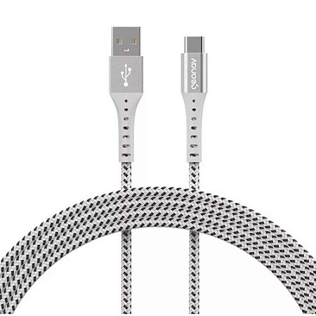 Cabo USB-A Para USB-C Em Nylon Trançado Geonav 1,2m ESC05WT