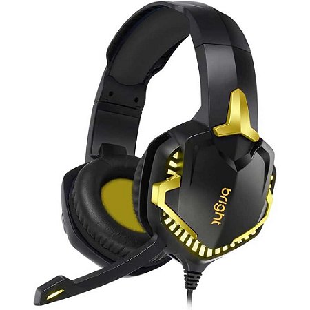 Headset Gamer Bright Dark RGB Cód.GHP013 Preto E Dourado