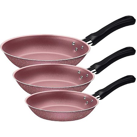 Jogo de Frigideiras Tramontina Caribe 3 Pçs 20297/409 Rosa