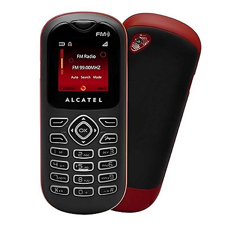 Celular Alcatel Tela 1.45" Rádio FM OT-208 - Vermelho