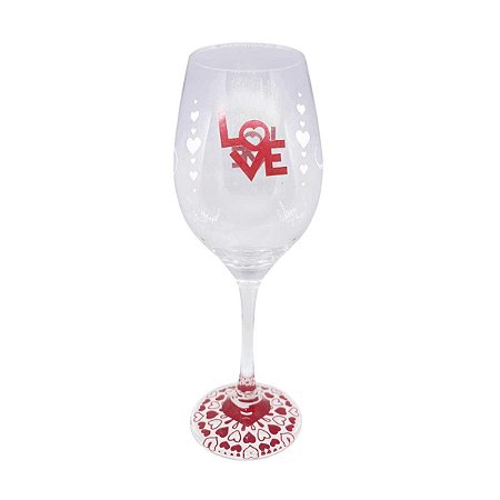 Taça de Vinho Decorada Catuaí Namorados LOVE 385ml