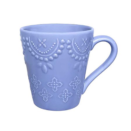 Caneca Oxford Dalas 280ml Com Alto-relevo - Azul Hortência