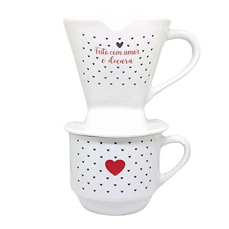 Xícara de Chá Com Coador Lu Porcelanas Hotel Amor e Doçura