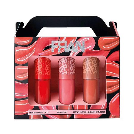 Kit Gloss Labial Fran by Franciny Ehlke 3 Cores Glosslicious