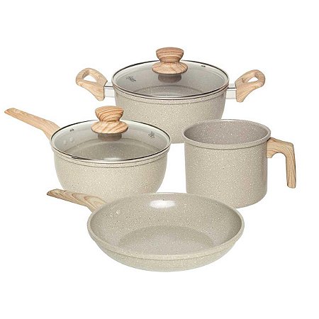 Conjunto De Panelas Oster 4Pçs Marble Cinza Ref.143887.06