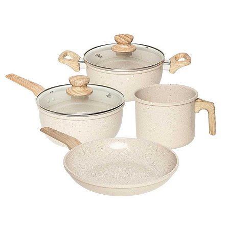 Conjunto De Panelas Oster 4Pçs Marble Cream Ref.143886.06