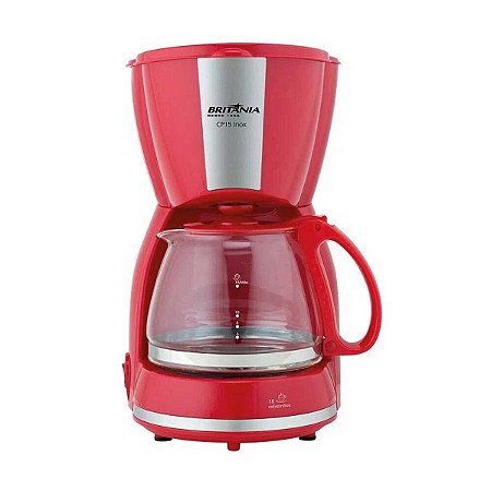 Cafeteira Britânia 15 Cafés 550W CP15 Inox Vermelho - 220V