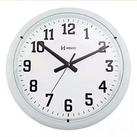 Relógio de Parede Herweg 40cm Quartz 660129-132 Branco Fosco