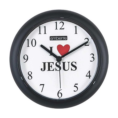 Relógio de Parede Ambiente Eu Amo Jesus 191800-034 Preto