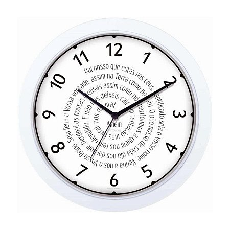 Relógio de Parede Ambiente 28cm Pai Nosso 119074-021 Branco