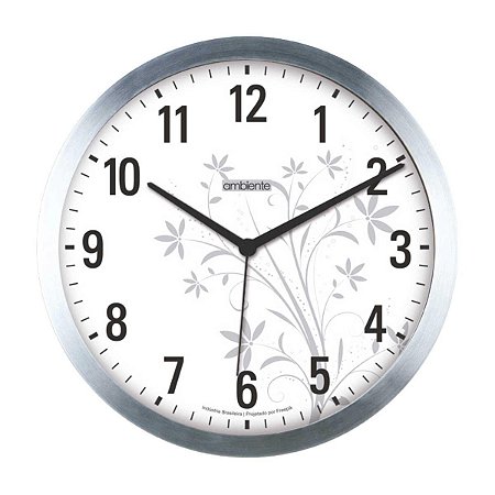 Relógio de Parede Ambiente 25cm Flores 119031-079 Aluminio